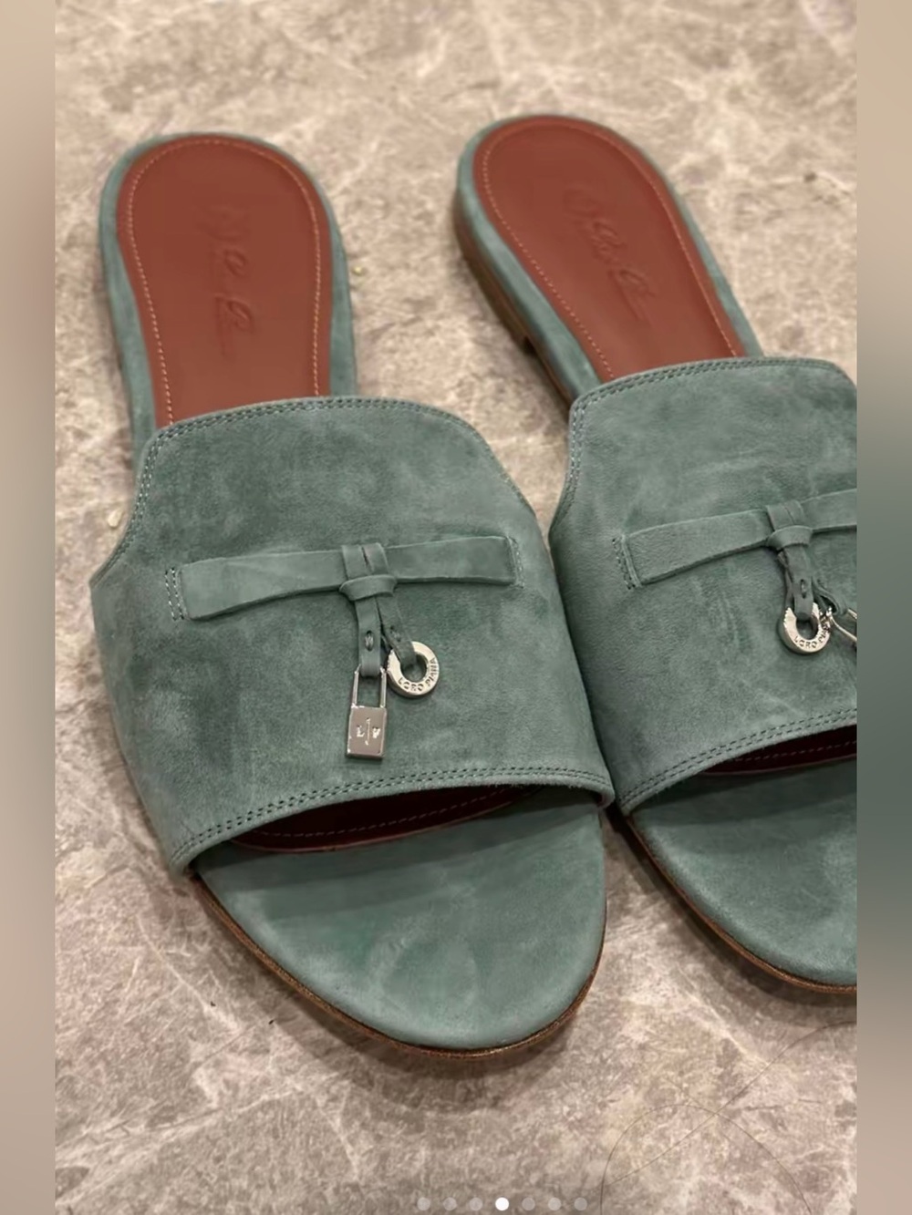 Loro Piana Green Suede Summer Charms Flat